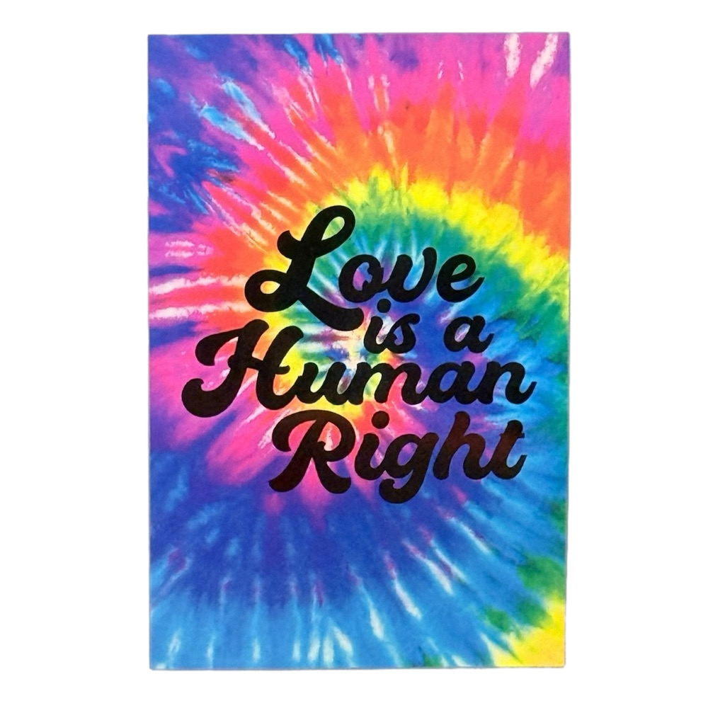 "Love Is A Human Right"  Tye-Dye Rainbow LGBTQ Wall Tapestry Hanging Decor - NWT